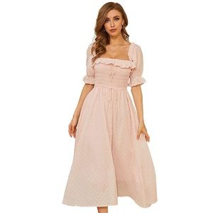 NWOT R.Vivimos Half Sleeve Cotton Ruffled Flowy Dress